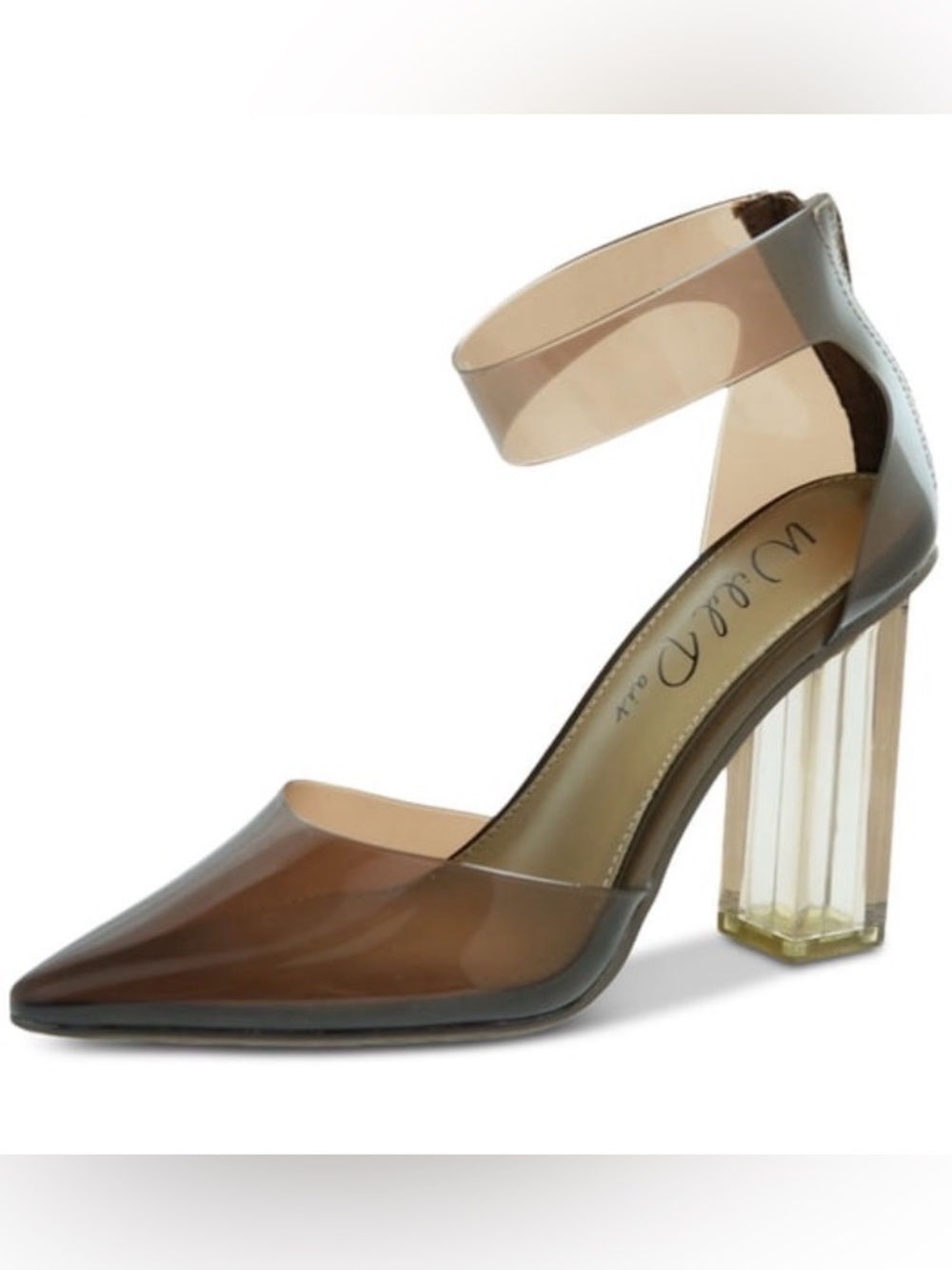Wild Pair Clear Brown PVC Jelly Block Heel Sandals: 7